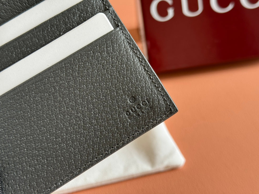 GUCCI INTERIOR BI-FOLD WALLET 11 IN GREY CALFSKIN