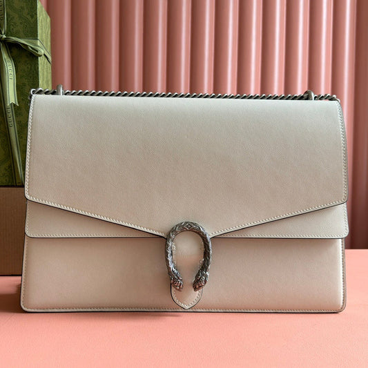 GUCCI DIONYSUS LAGRE SHOULDER BAG 42 IN OFF WHITE GLOSSY LAMBSKIN