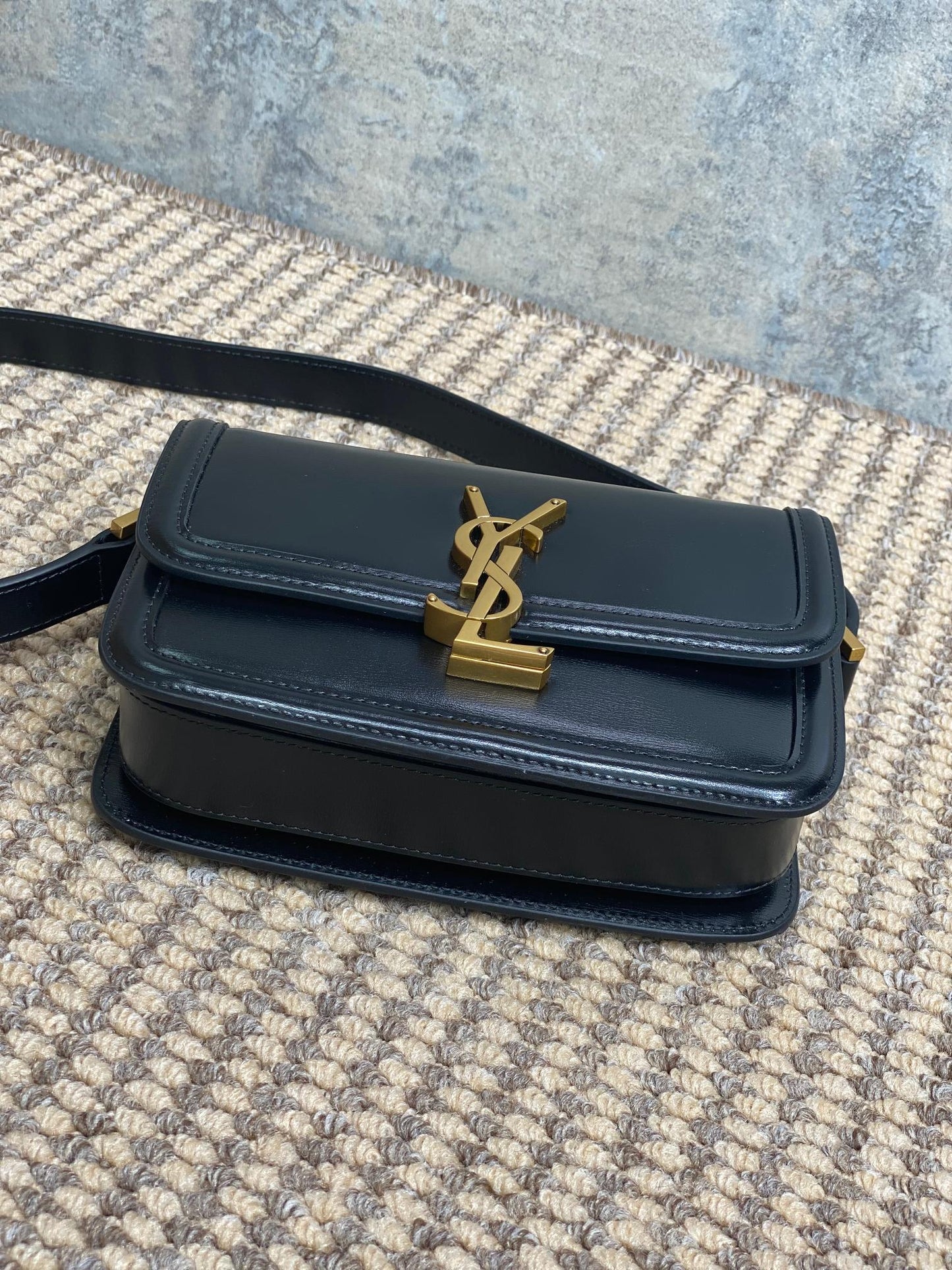 SOLFERINO SMALL SATCHEL 19 IN BLACK CALFSKIN GOLD HARDWARE
